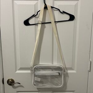 Clear Crossbody Bag with Beige Strap